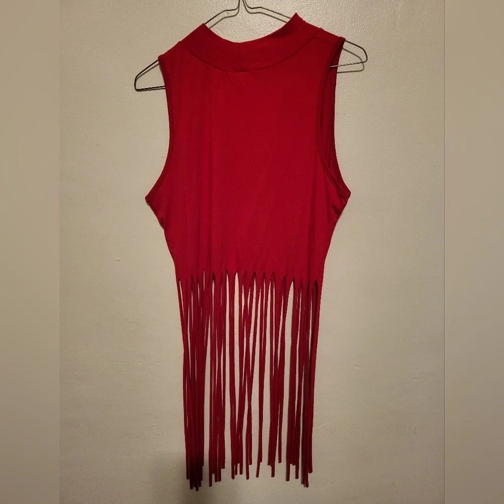 Bling Bling Women's Fringe Tank Top - RED (Size 2XL) - Picture 3 of 9